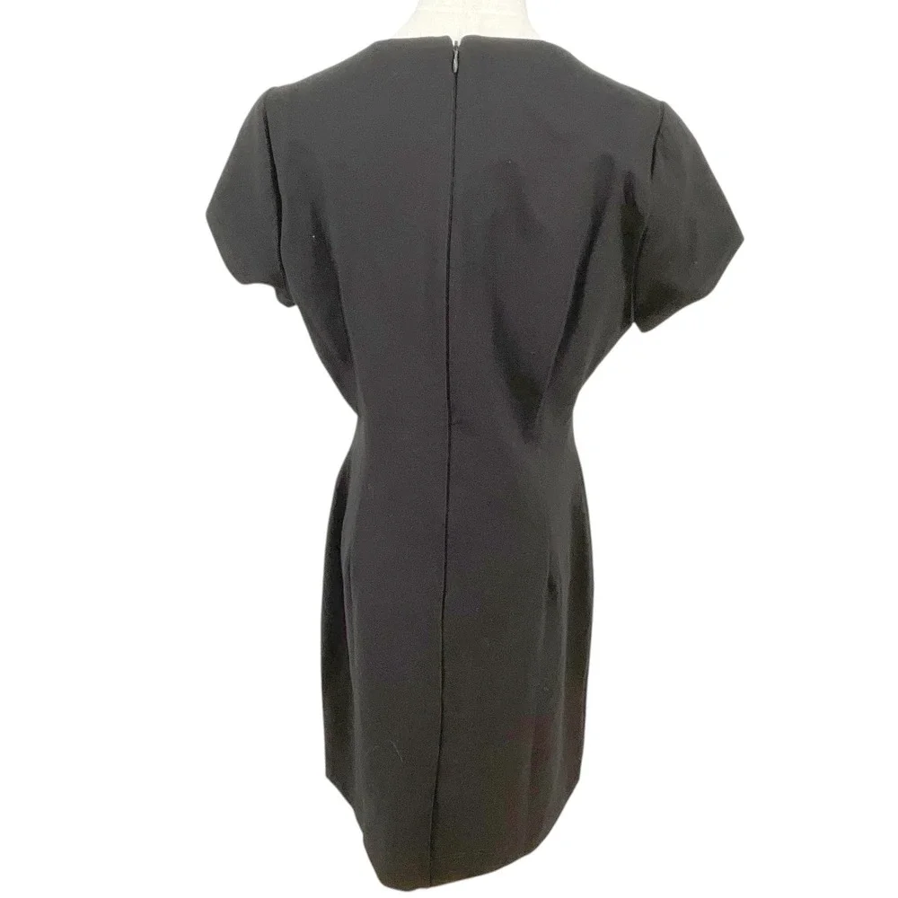 Boston‎ Proper Black Square Neck Short Sleeve Sheath Dress Size 14 - Picture 3 of 8